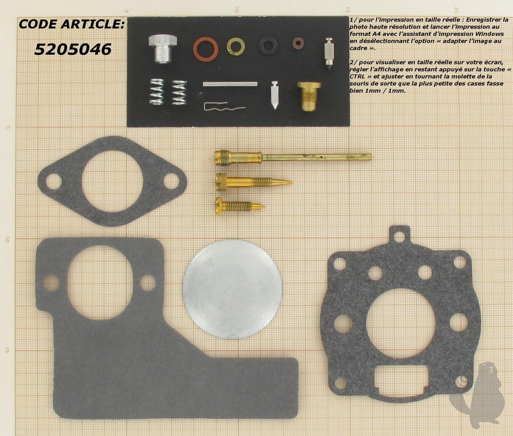 Kaasuttimen korjaussarja B&S #394989, #391071